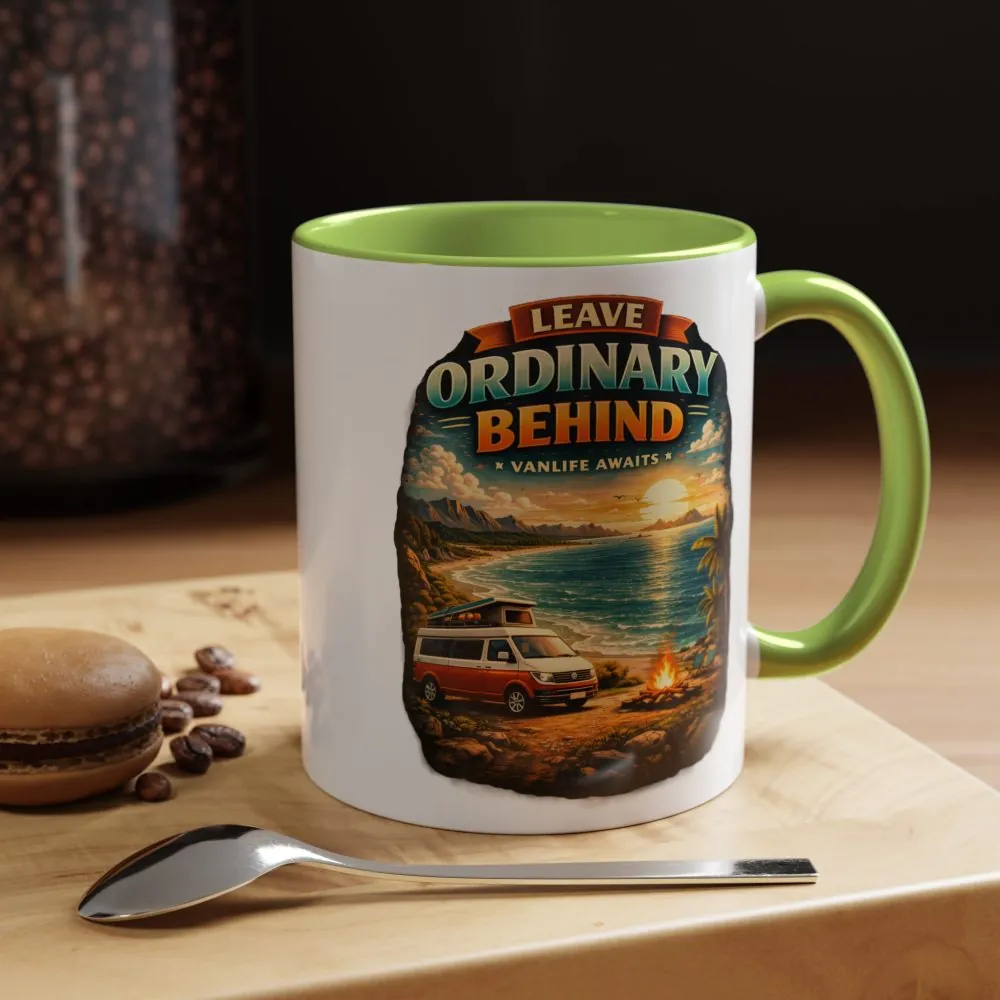 Accent Coffee Mug (11, 15oz) — "Leave Ordinary Behind" Design Scenic-Line