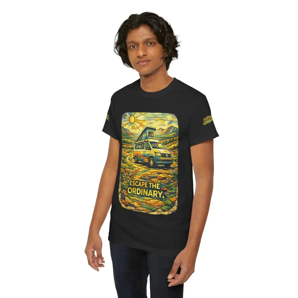 Unisex Heavy Cotton Tee — "Escape The Ordinary" Design Cubic-Line