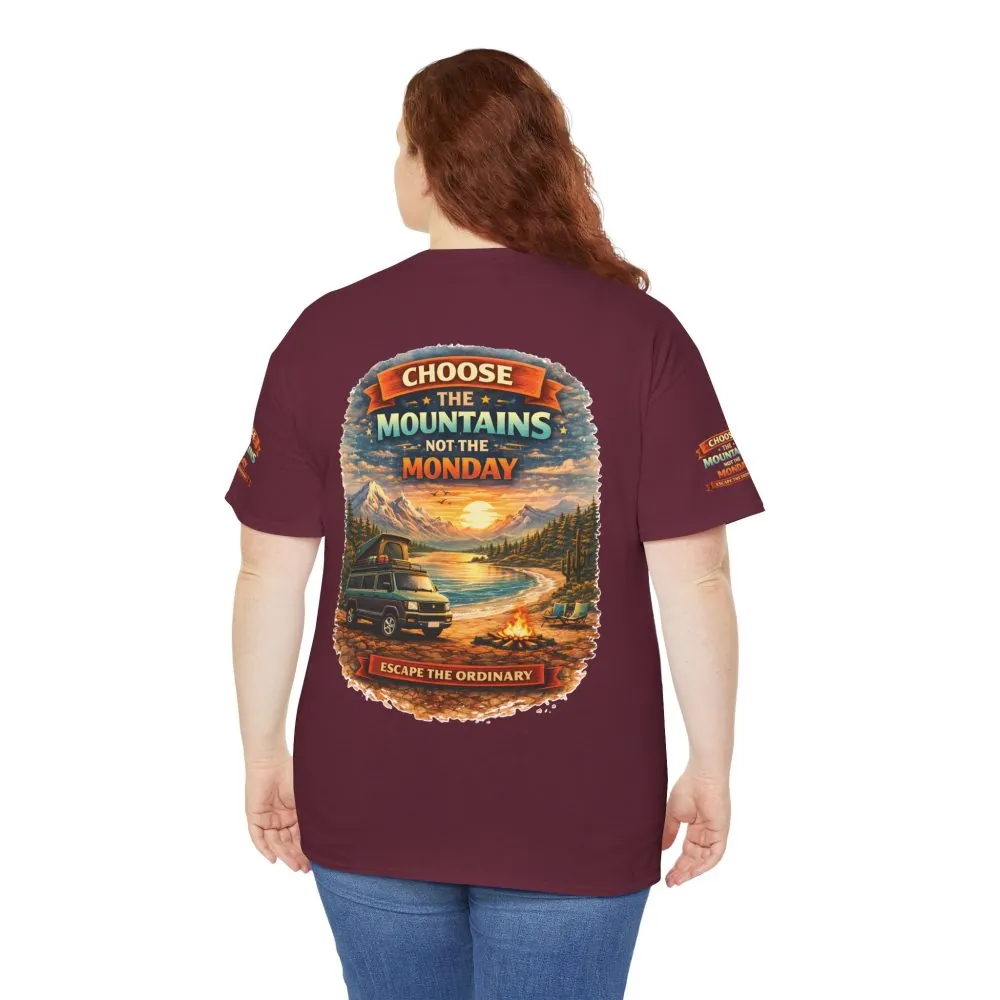 Unisex Heavy Cotton Tee — "Choose The Mountens" Design Scenic-Line