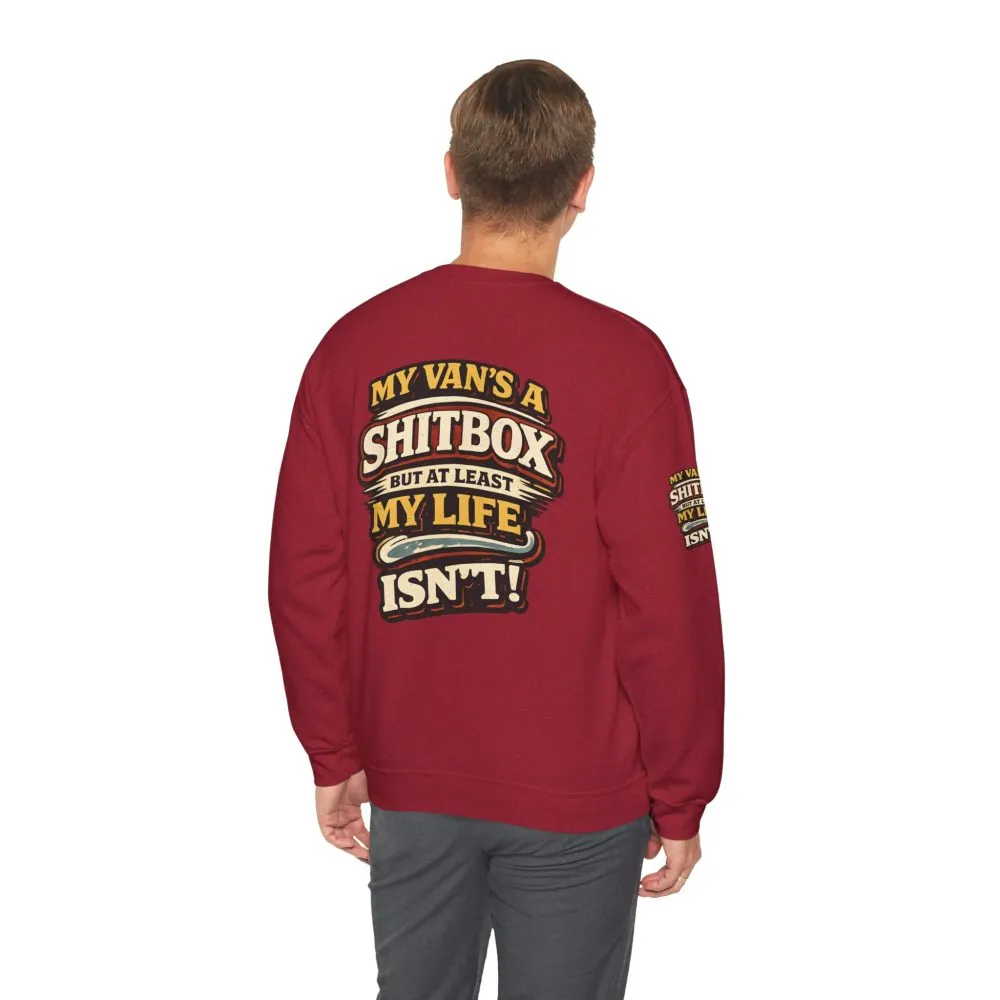 Unisex Heavy Blend™ Crewneck Sweatshirt — "My Van`s A Shitbox" Design F**K-Line