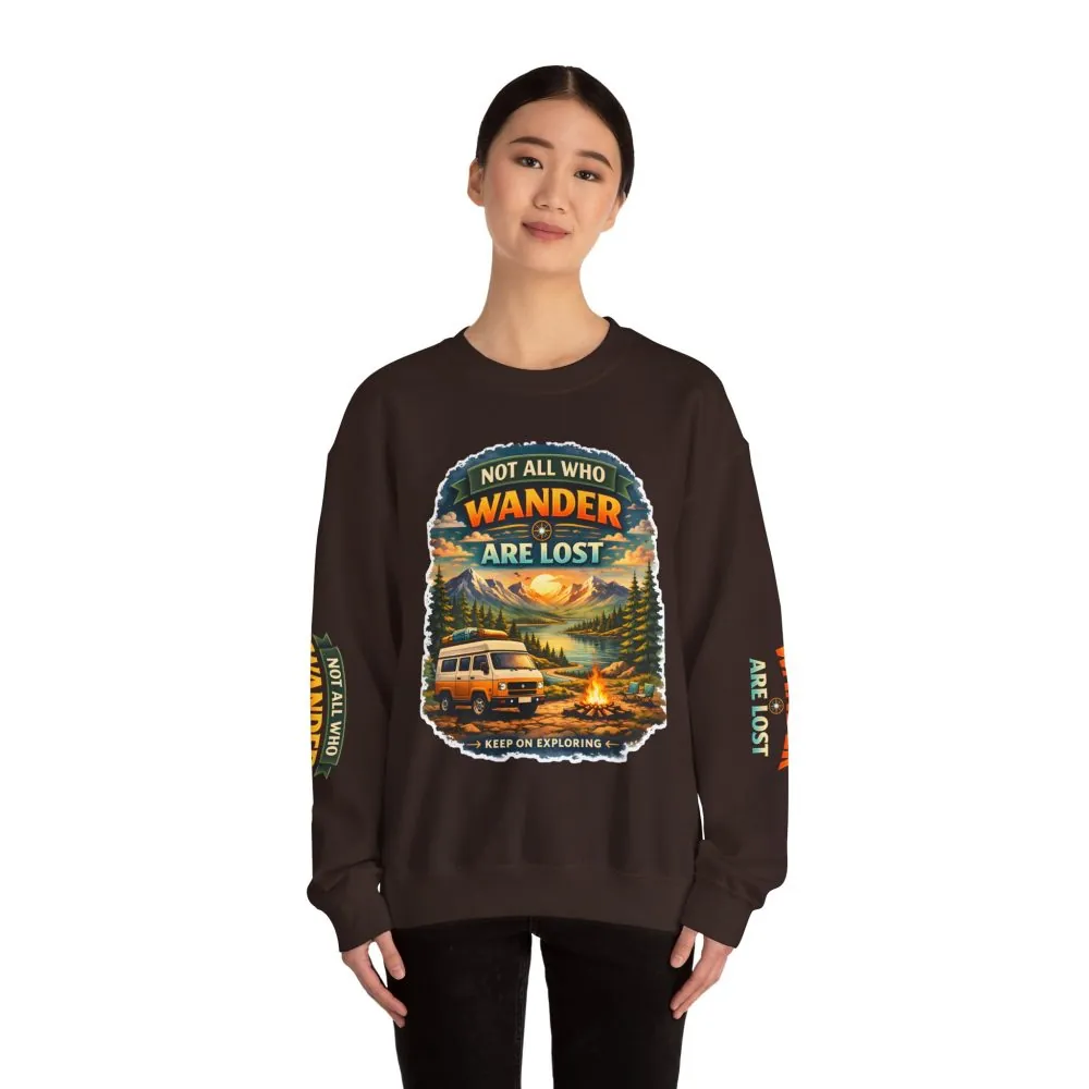 12345418726759626250_2048.jpeg Unisex Heavy Blend™ Crewneck Sweatshirt — "Not All Who Wander Are Lost" Design Scenic-Line