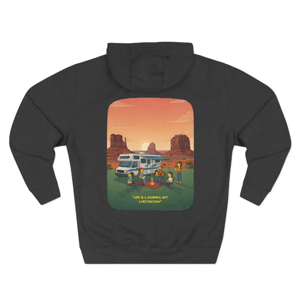 Three-Panel Fleece Hoodie - "Life Is A Journey-Not A Destination" Design Sitcom-Line
