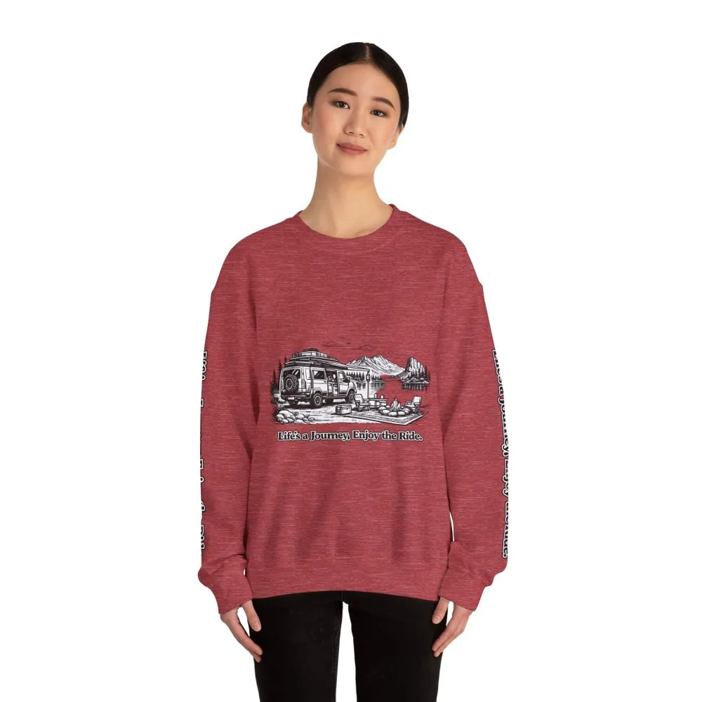 Unisex Heavy Blend™ Crewneck Sweatshirt — "Lifes A Journey,Enjoy The Ride" Design Minimal-Line
