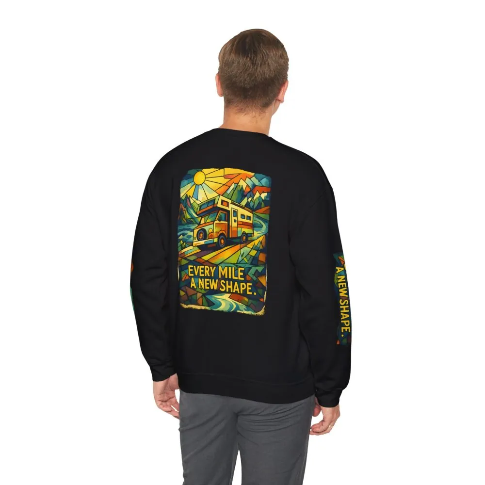 12389472841926897359_2048.jpeg Unisex Heavy Blend™ Crewneck Sweatshirt — "Every Mile A New Shape" Design Cubic-Line