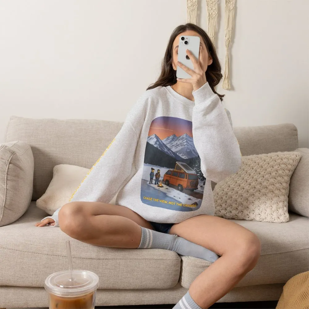Unisex Heavy Blend™ Crewneck Sweatshirt — "Chase The Views-Not The Crowds"" Design Sitcom-Line