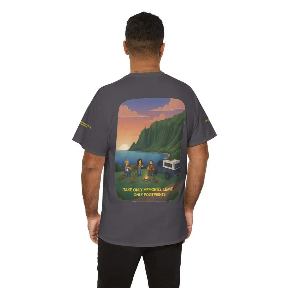 Unisex Heavy Cotton Tee — "Take Only Memories-Leave Only Footprints" Design Sitcom-Line