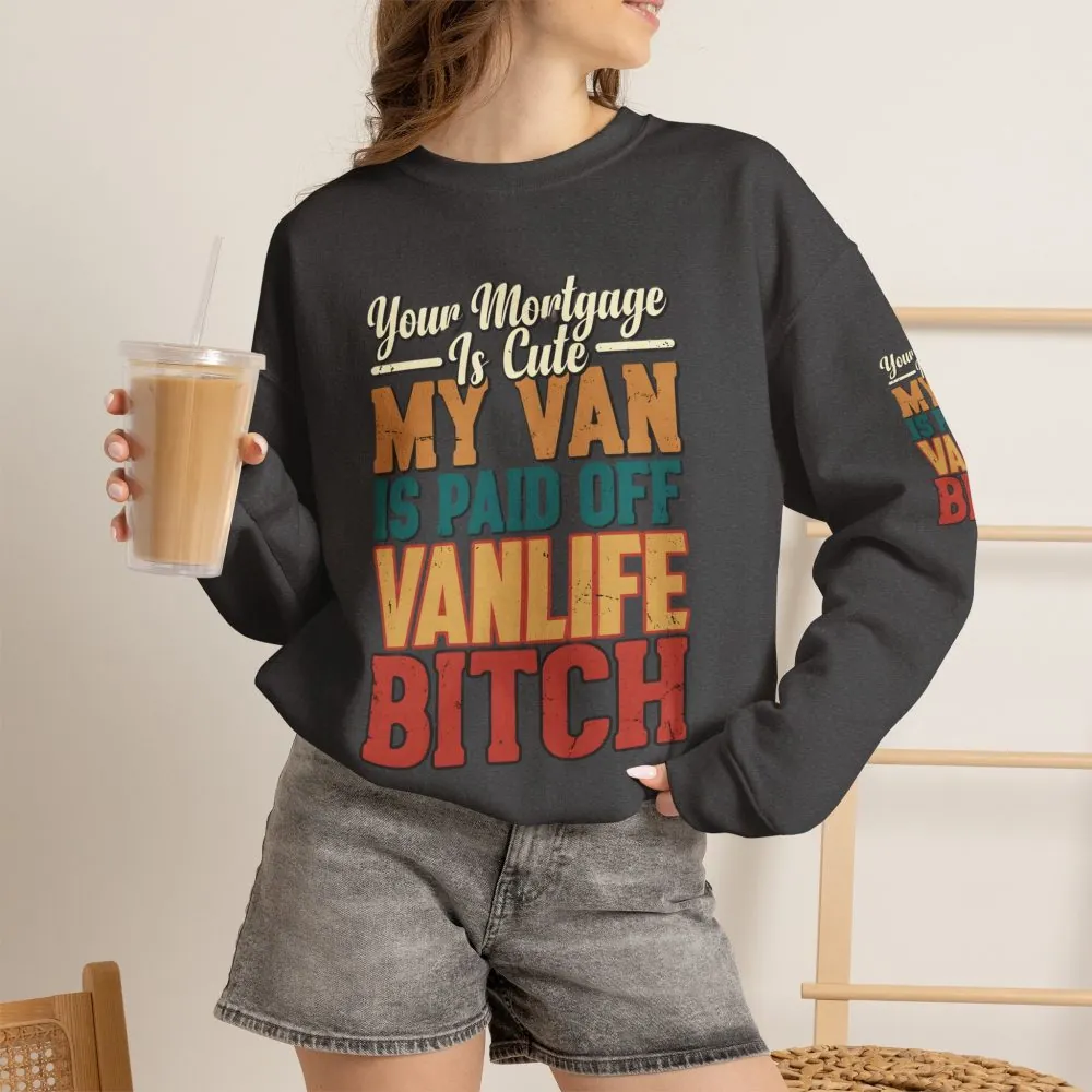 Unisex Heavy Blend™ Crewneck Sweatshirt — "Your Mortgage Is Cute" Design F**K-Line