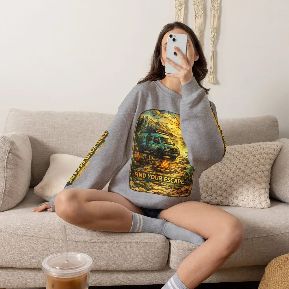 12396103005243950925_2048.jpeg Unisex Heavy Blend™ Crewneck Sweatshirt — "Find Your Escape" Design Cubic-Line