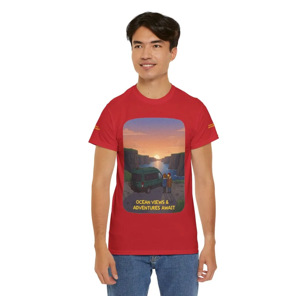 12403963511635462375_2048.jpeg Unisex Heavy Cotton Tee — "Ocean Views-Adventures Awaits" Design Sitcom-Line