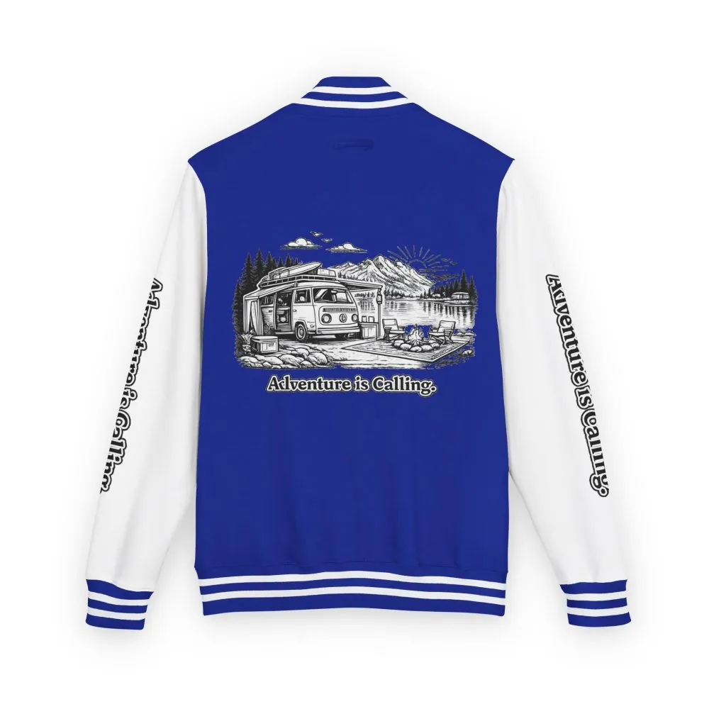 Unisex Heavyweight Letterman Jacket — "Adventure Is Calling" Travel Varsity Coat