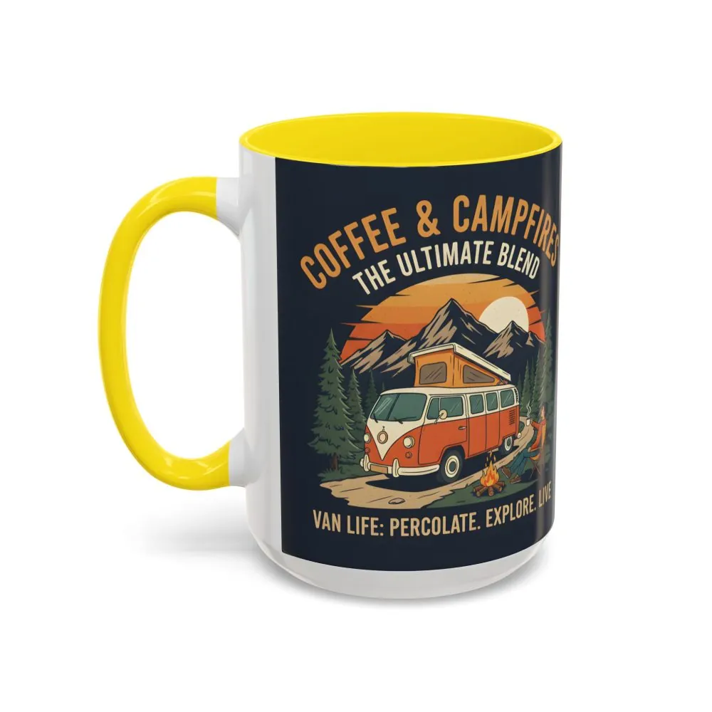 Accent Coffee Mug (11, 15oz) — "Coffee and campfires"