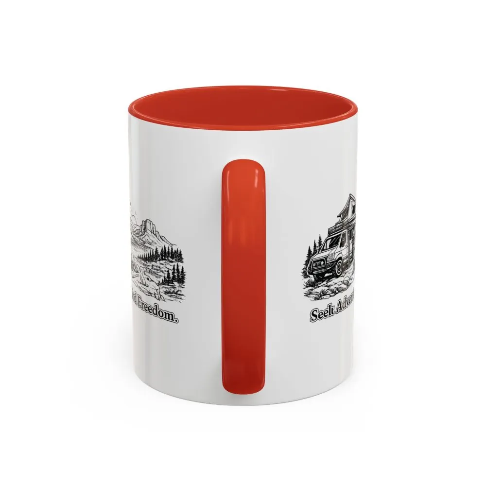 12429420978788170108_2048.jpeg Accent Coffee Mug (11, 15oz) — "Seek Adventure, Find Freedom" Design Minimal-Line