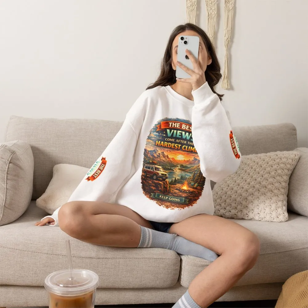 Unisex Heavy Blend™ Crewneck Sweatshirt — "The Best Views" Design Scenic-Line