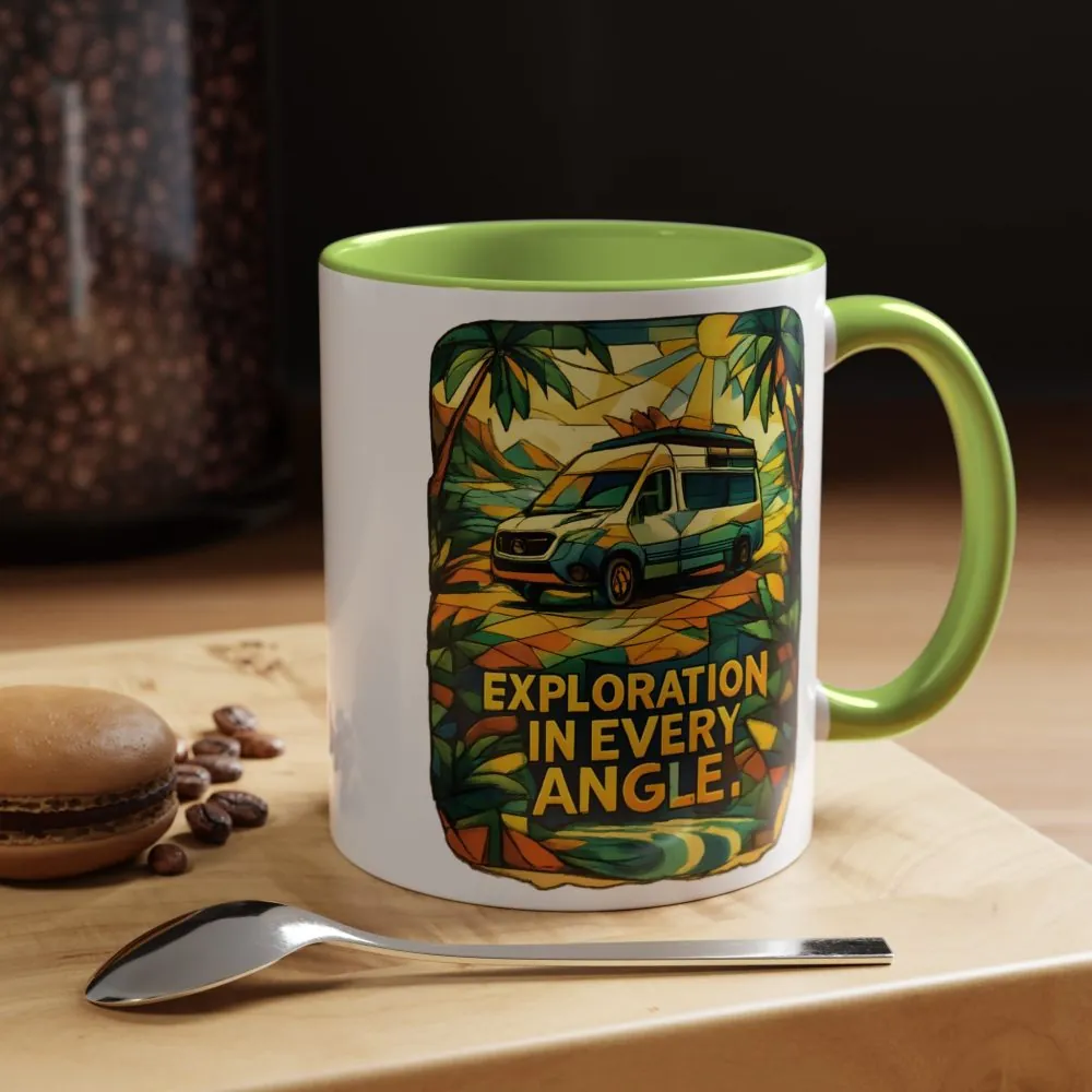 Accent Coffee Mug (11, 15oz) — "Exploration In Every Angle" Design Cubic-Line