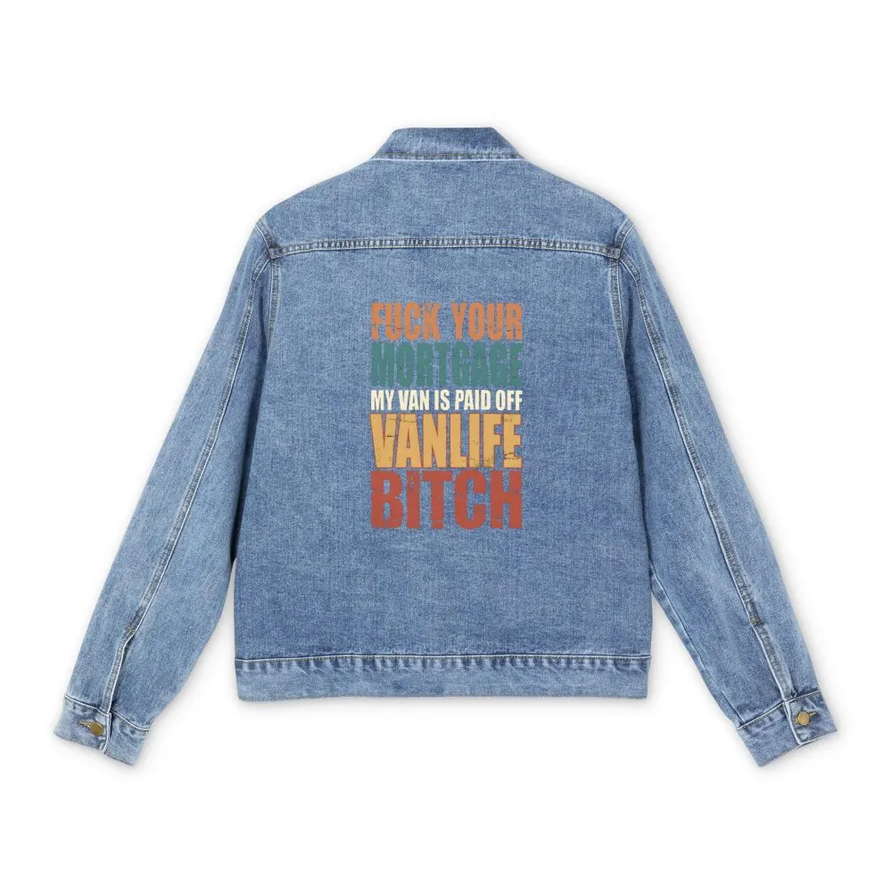 Men's Denim Jacket — "Fuck Your Mortgage" Design F**K-Line