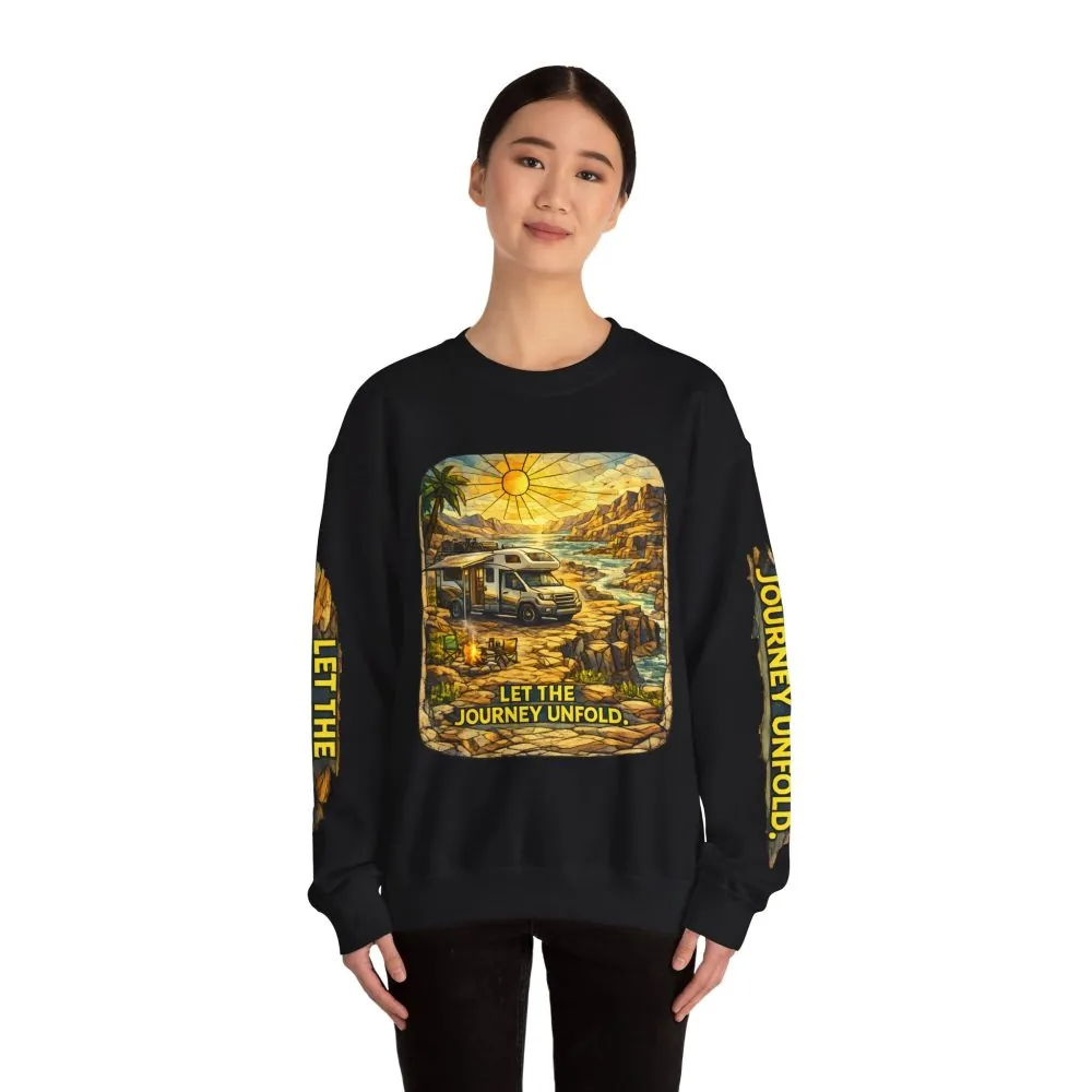 12434702660314346416_2048.jpeg Unisex Heavy Blend™ Crewneck Sweatshirt — "Let The Journey Unfold" Design Cubic-Line