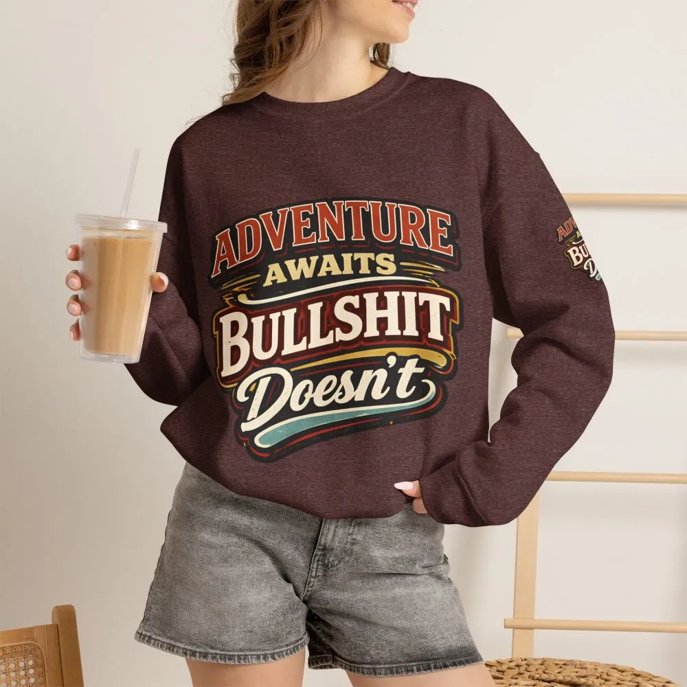 Unisex Heavy Blend™ Crewneck Sweatshirt — "Adventure Awaits" Design F**K-Line