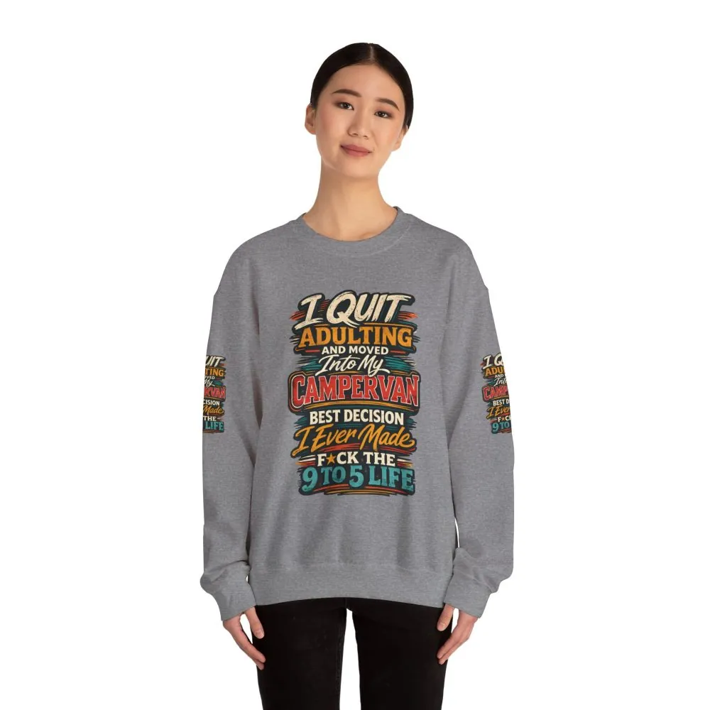 Unisex Heavy Blend™ Crewneck Sweatshirt — "I Quit Adulting" Design F**K-Line