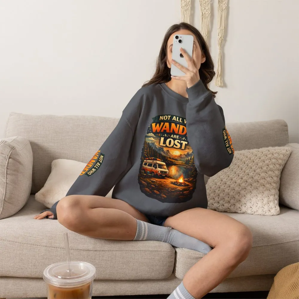 12444165804551564141_2048.jpeg Unisex Heavy Blend™ Crewneck Sweatshirt — "Not All Who Wander Are Lost" Design Scenic-Line