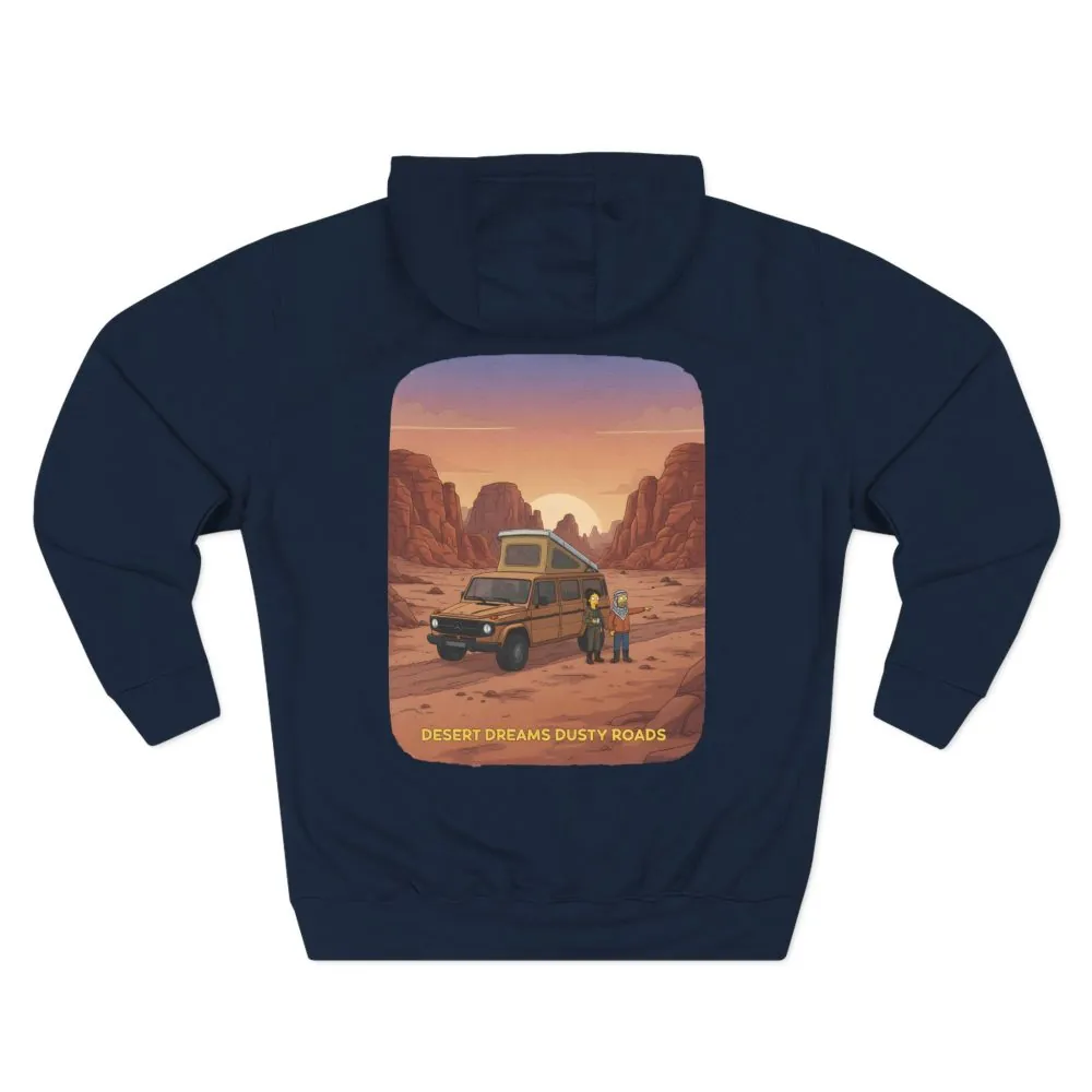 12444282636226182548_2048.jpeg Three-Panel Fleece Hoodie - "Desert Dreams Dusty Roads" Design Sitcom-Line