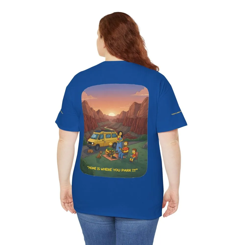 Unisex Heavy Cotton Tee — "Home Is Where You Park It" Design Sitcom-Line