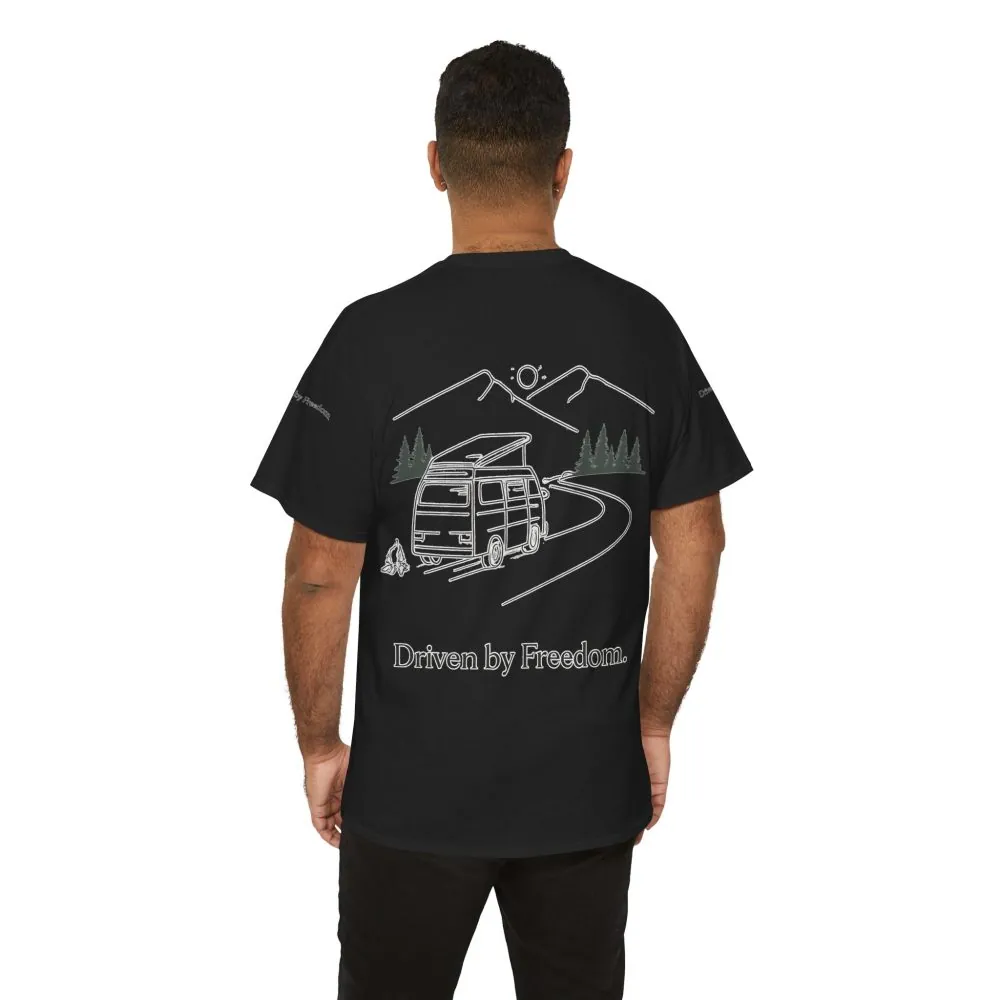 Unisex Heavy Cotton Tee — "Driven By Freedom" Design Minimal-Line