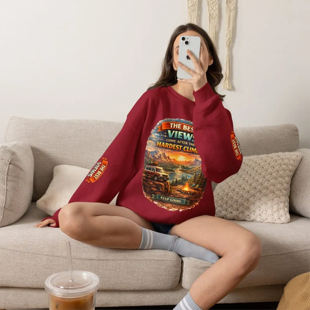 Unisex Heavy Blend™ Crewneck Sweatshirt — "The Best Views" Design Scenic-Line