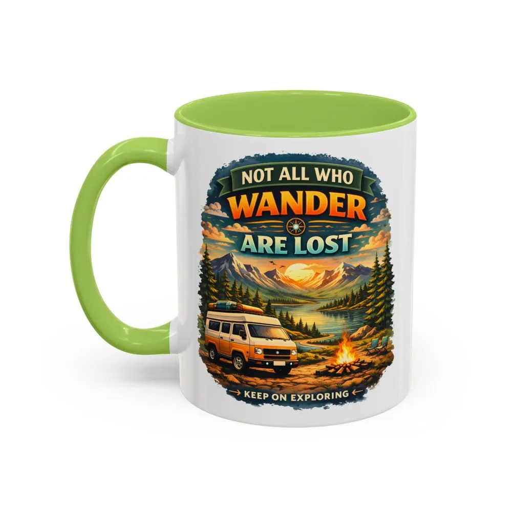 Accent Coffee Mug (11, 15oz) — "Not All Who Wander Are Lost" Design Scenic-Line