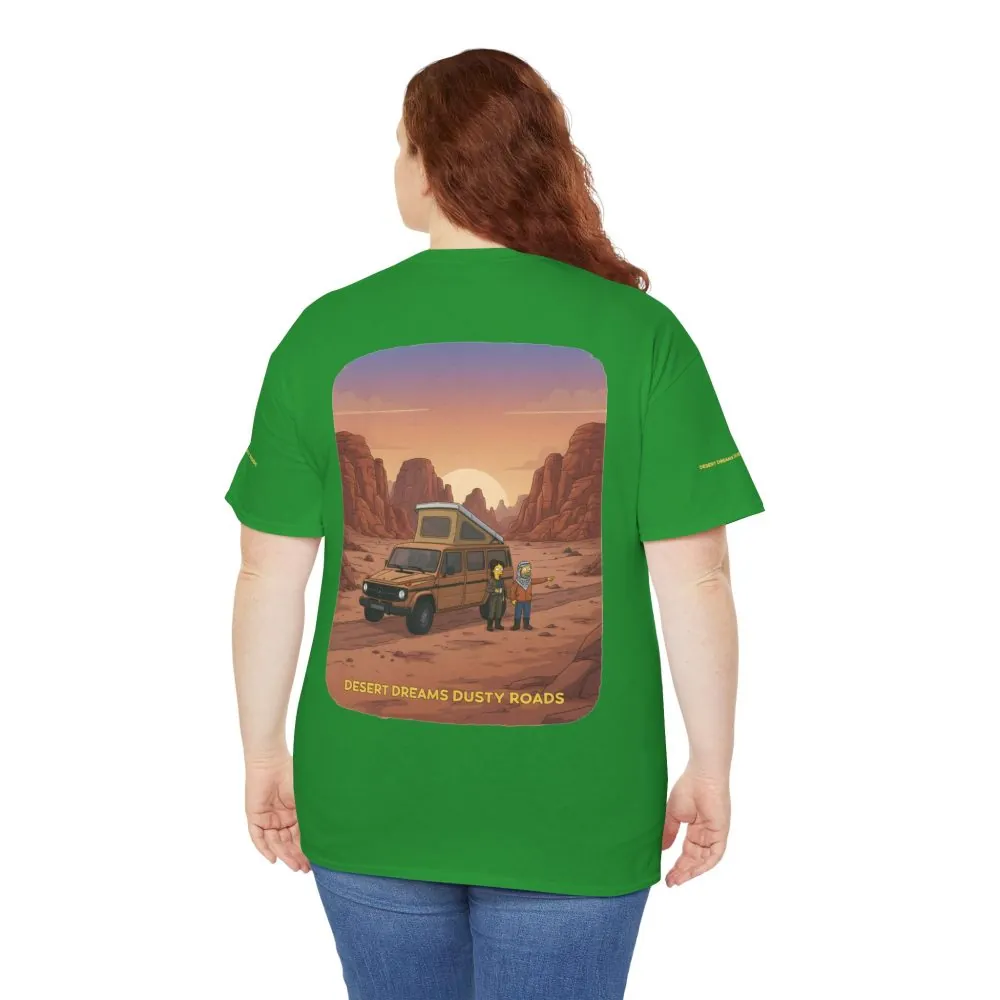 Unisex Heavy Cotton Tee — "Desert Dreams Dusty Roads" Design Sitcom-Line