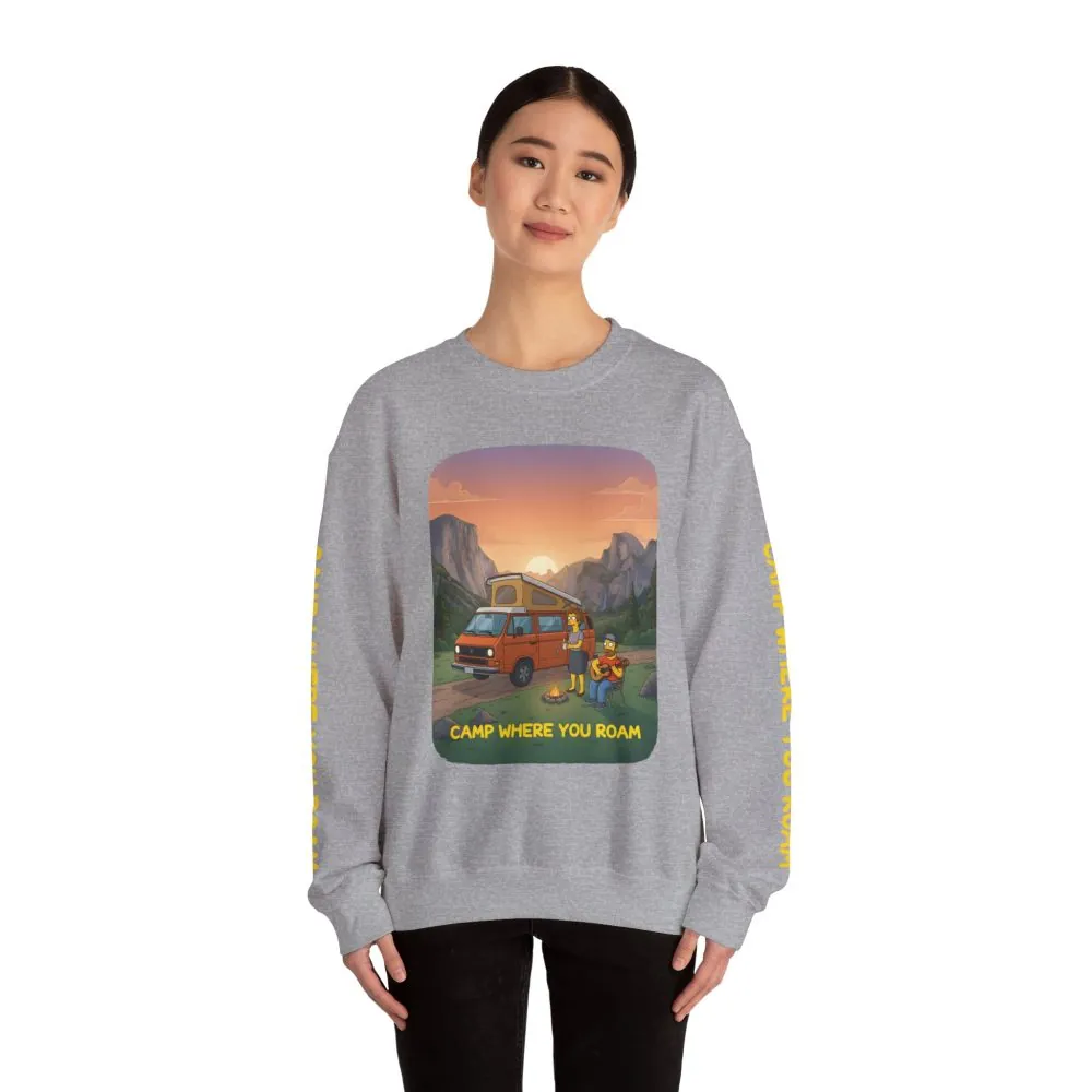 Unisex Heavy Blend™ Crewneck Sweatshirt — "Camp Where You Roam" Design Sitcom-Line
