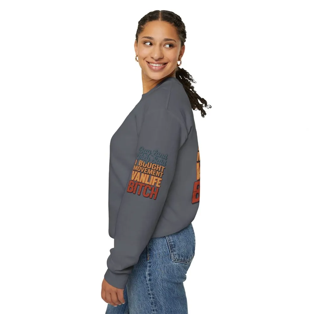 Unisex Heavy Blend™ Crewneck Sweatshirt — "Buy Land They Said" Design F**K-Line