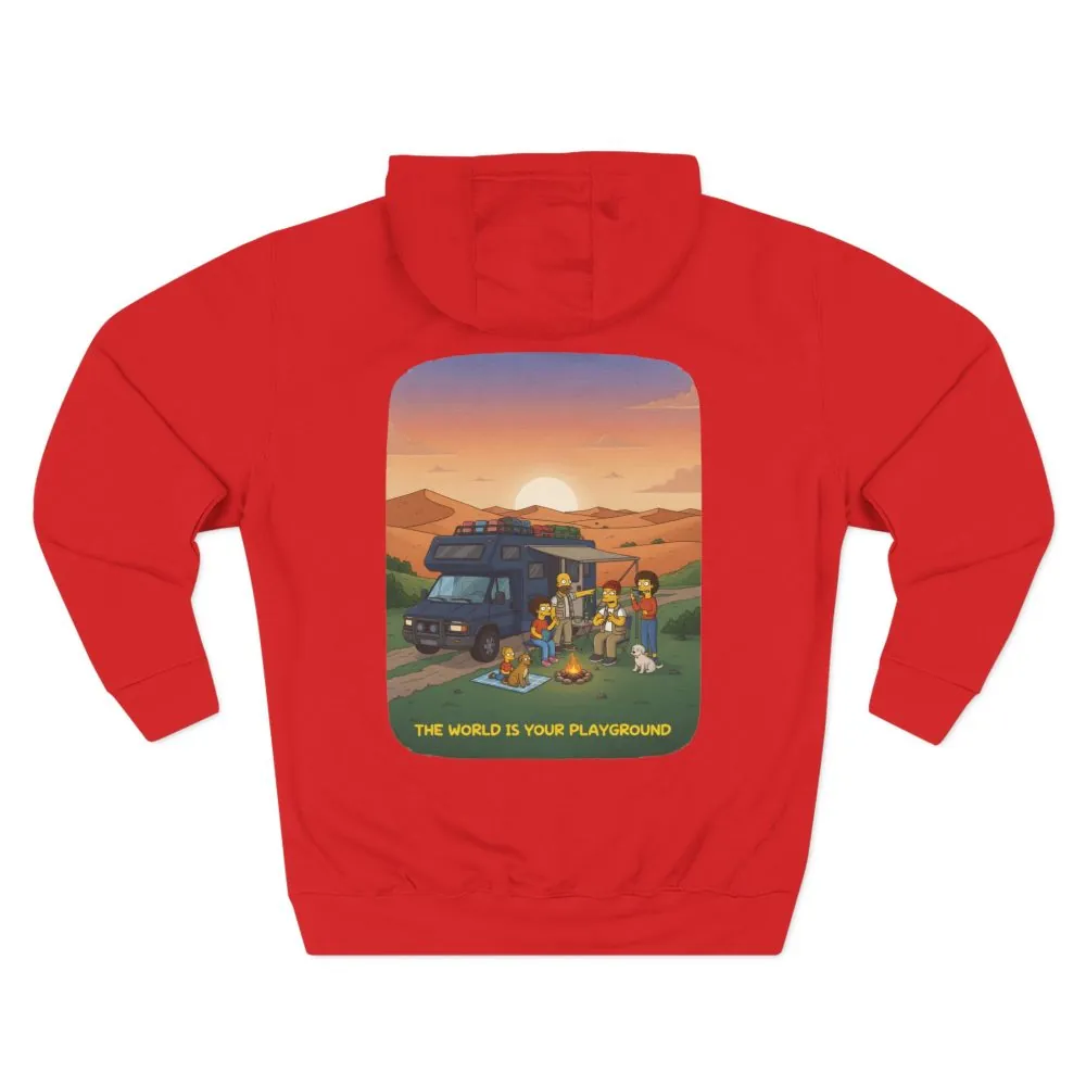 Three-Panel Fleece Hoodie - "The World Is Your playground" Design Sitcom-Line