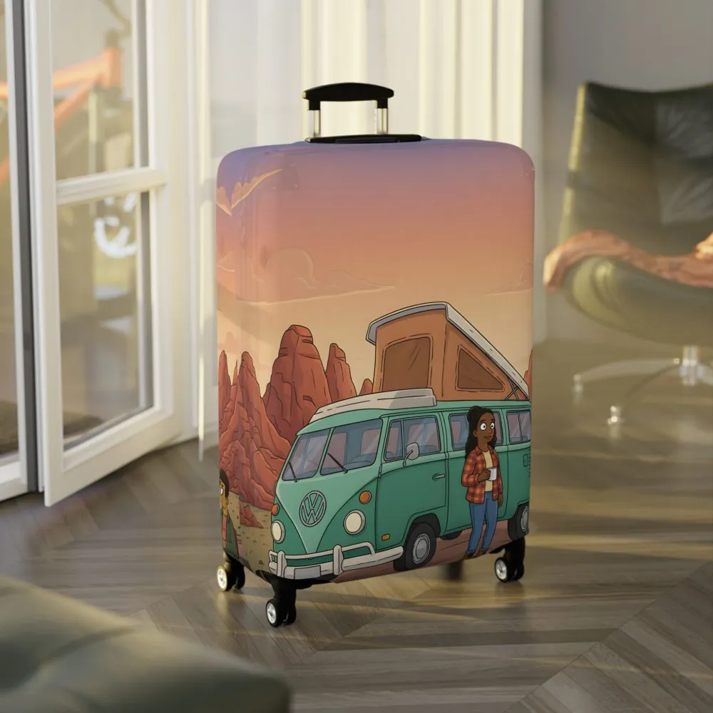 Luggage Cover — Adventure Camper Sketch Travel Suitcase(Design Sitcom-Line)