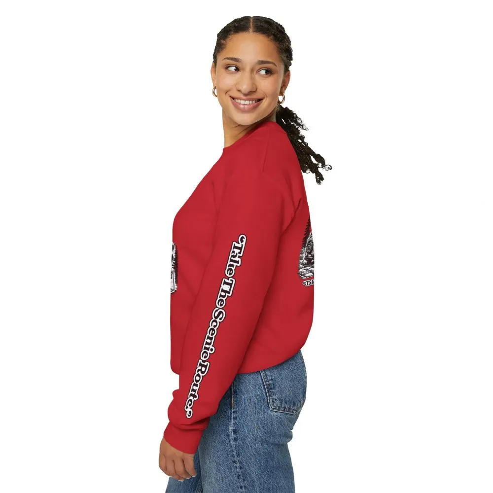 12481073624405688438_2048.jpeg Unisex Heavy Blend™ Crewneck Sweatshirt — "Take The Scenic Route" Design Minimal-Line