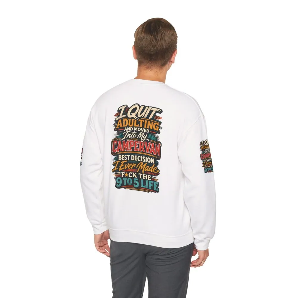 Unisex Heavy Blend™ Crewneck Sweatshirt — "I Quit Adulting" Design F**K-Line