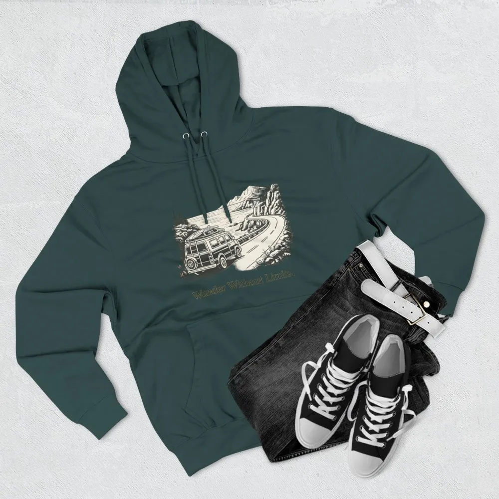 12508230321582253526_2048.jpeg Three-Panel Fleece Hoodie - "Wander Without Limits" Design Minimal-Line