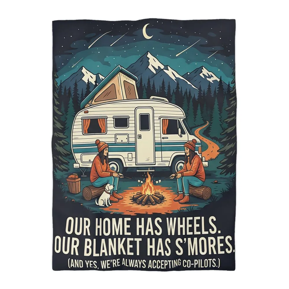 Duvet Cover — "Our Home Has Wheels, Our Blanket Has S'mores" Camping Bedding