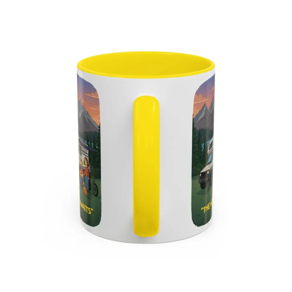 Accent Coffee Mug (11, 15oz) — "The World Awaits" Design Sitcom-Line