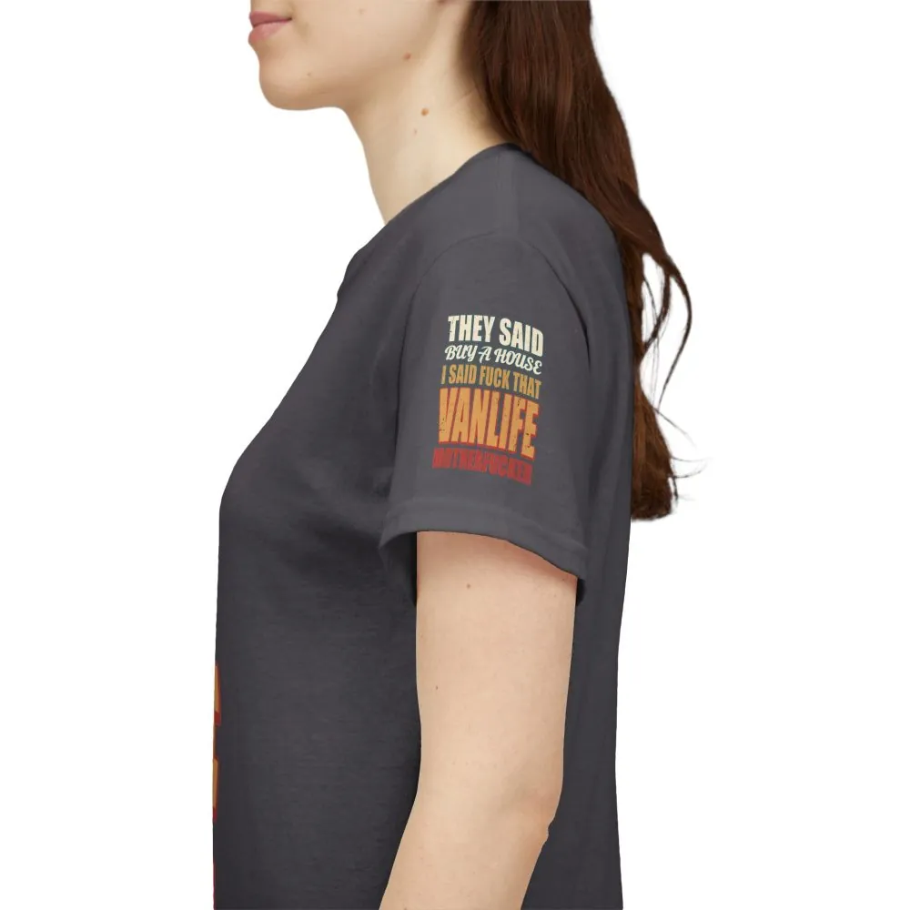 Unisex Heavy Cotton Tee — "They Said Buy A House" Design F**K-Line