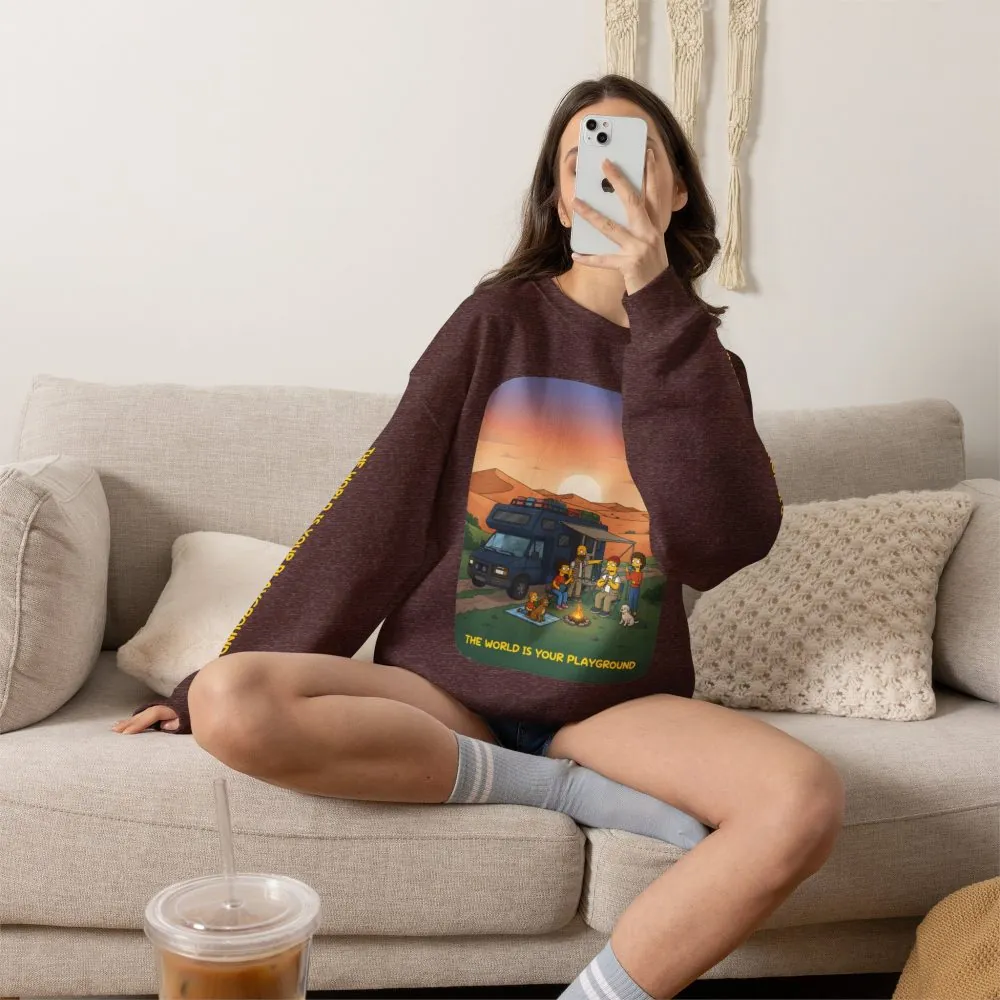 Unisex Heavy Blend™ Crewneck Sweatshirt — "The World Is Your playground" Design Sitcom-Line