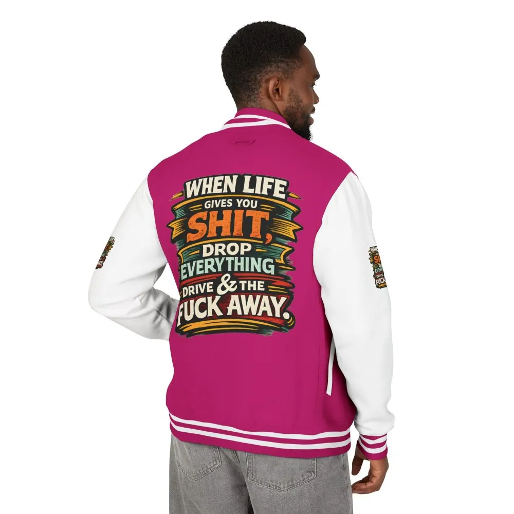 Unisex Heavyweight Letterman Jacket — "When Live Gives You Shit" Design F**K-Line