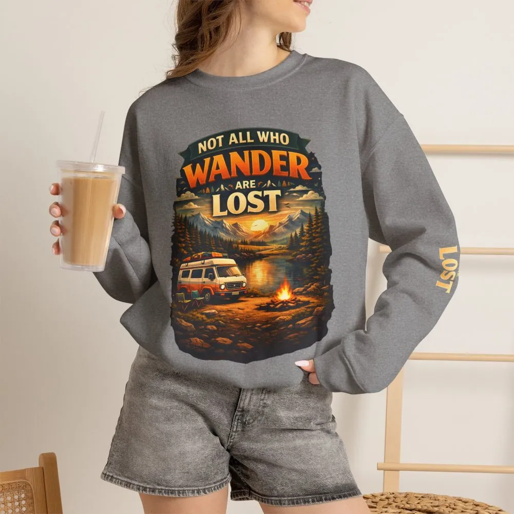 12551558144251073975_2048.jpeg Unisex Heavy Blend™ Crewneck Sweatshirt — "Not All Who Wander Are Lost" Design Scenic-Line