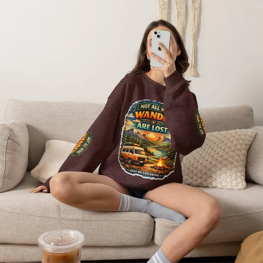 1255651840468213306_2048.jpeg Unisex Heavy Blend™ Crewneck Sweatshirt — "Not All Who Wander Are Lost" Design Scenic-Line