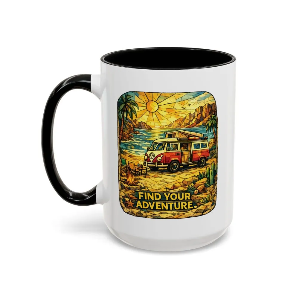 12557742586745304686_2048.jpeg Accent Coffee Mug (11, 15oz) — ""Find Your Adventure"" Design Cubic-Line