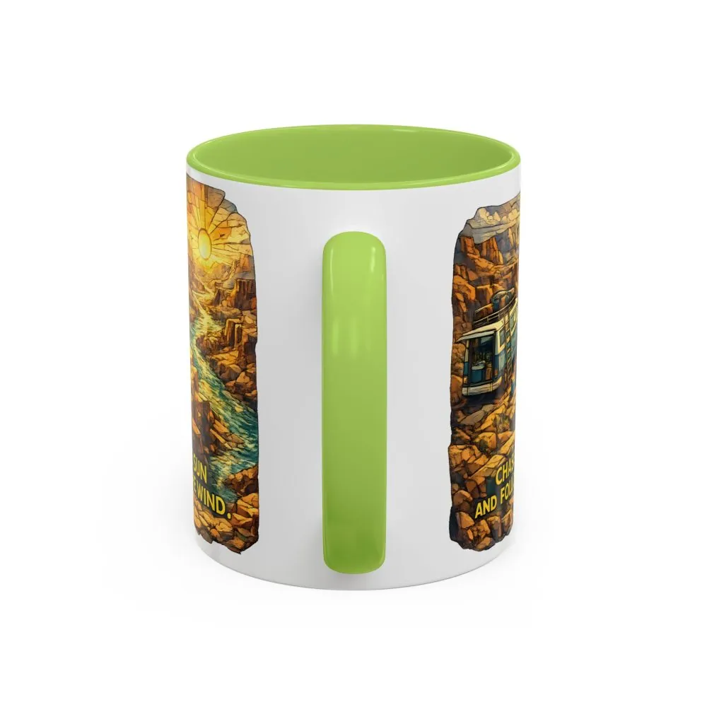12563890484616998402_2048.jpeg Accent Coffee Mug (11, 15oz) — "Chase The Sun And Follow The Wind" Design Cubic-Line