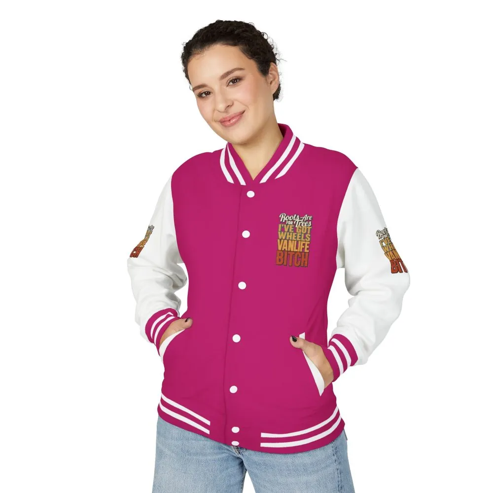 Unisex Heavyweight Letterman Jacket — "Roots Are For Trees" Design F**K-Line