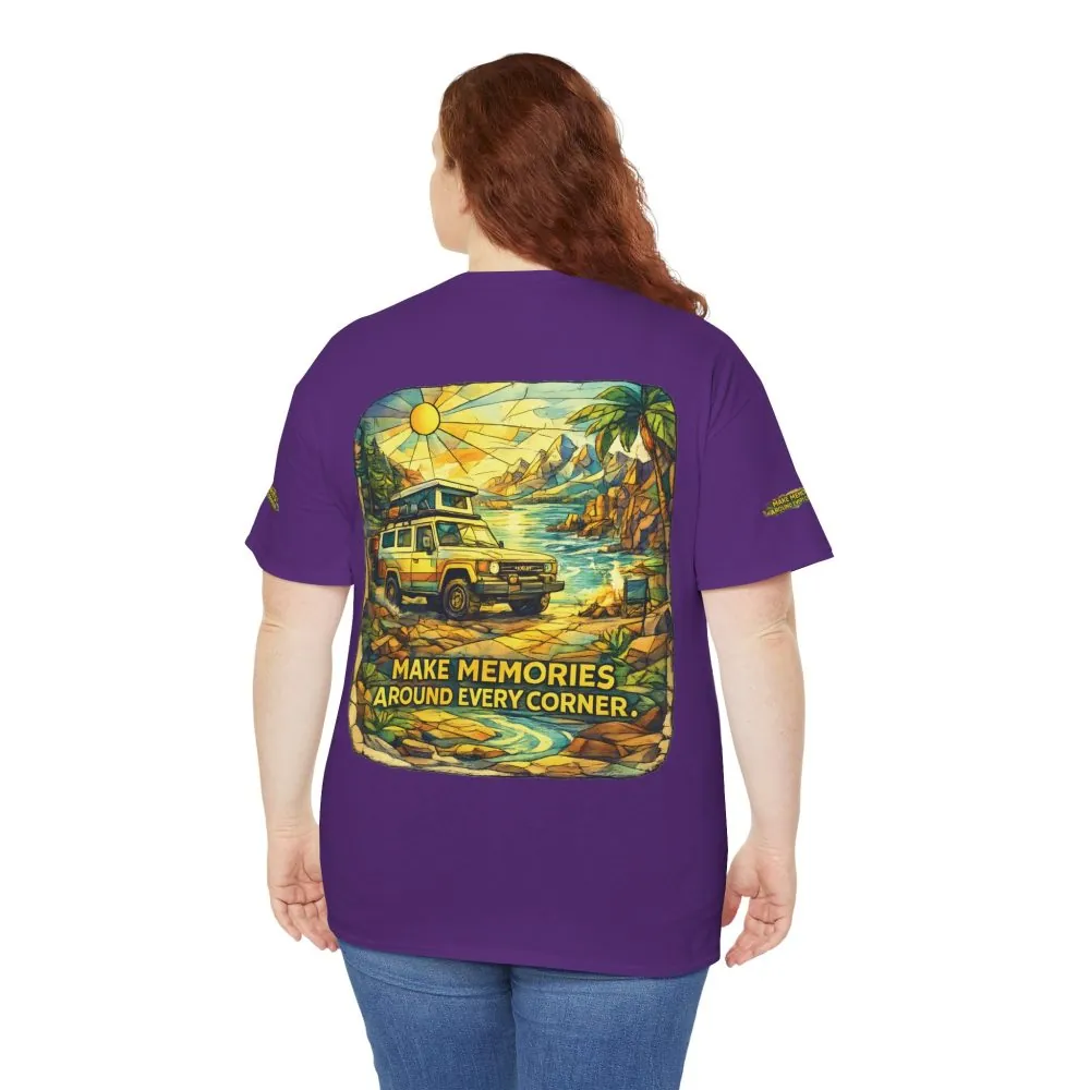 Unisex Heavy Cotton Tee — "Make Memories Around Every Corner" Design Cubic-Line