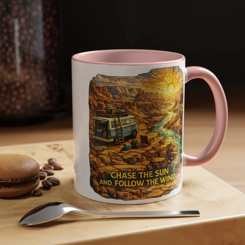 12597186665113087863_2048.jpeg Accent Coffee Mug (11, 15oz) — "Chase The Sun And Follow The Wind" Design Cubic-Line