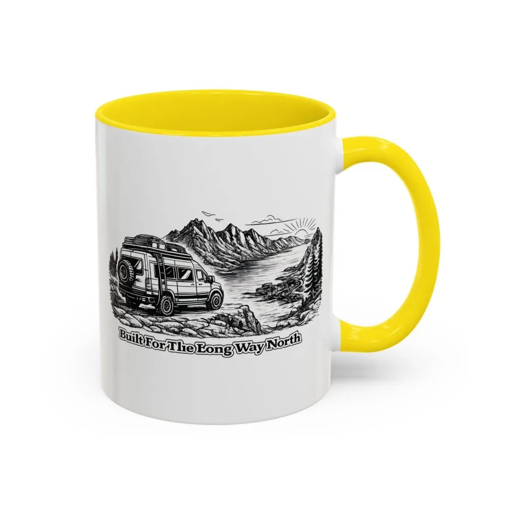 Accent Coffee Mug (11, 15oz) — "Built For The Long Way North" Design Minimal-Line