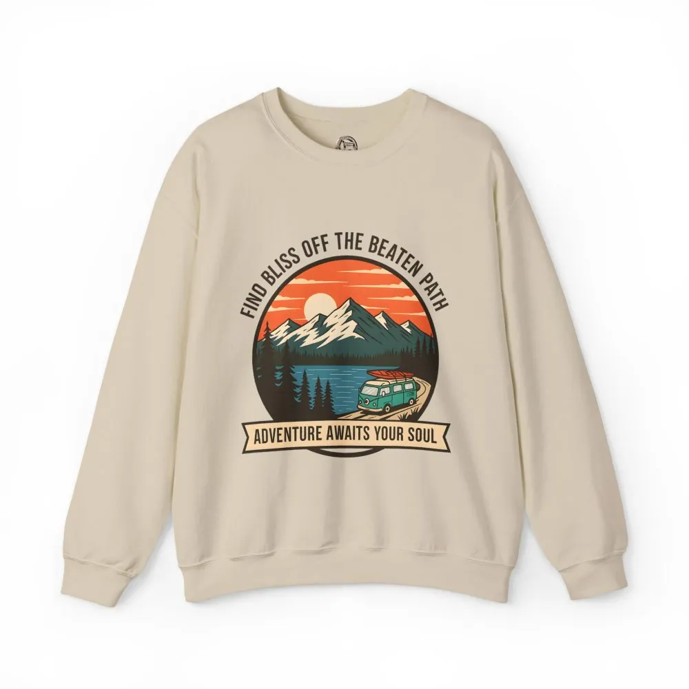 Crewneck Sweatshirt — "Adventure Awaits Your Soul" Mountain Van Design